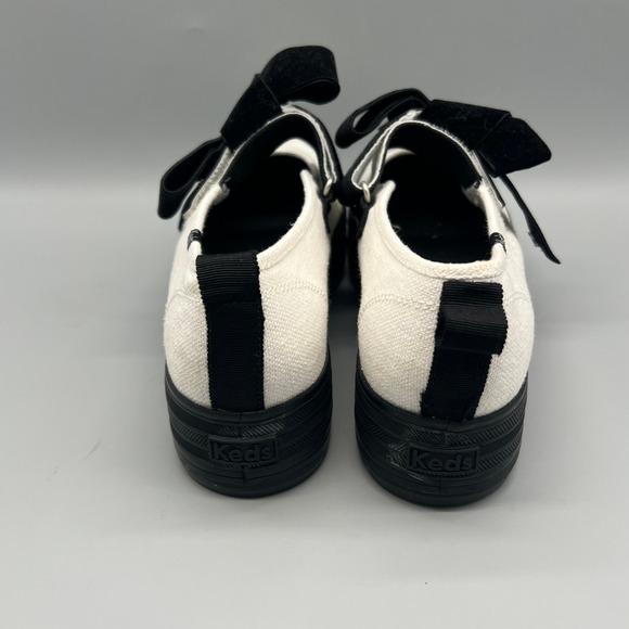 Keds Triple Up Mary Jane Platform Sneakers White Canvas Black Velvet Bow WF68249 - Picture 5 of 8